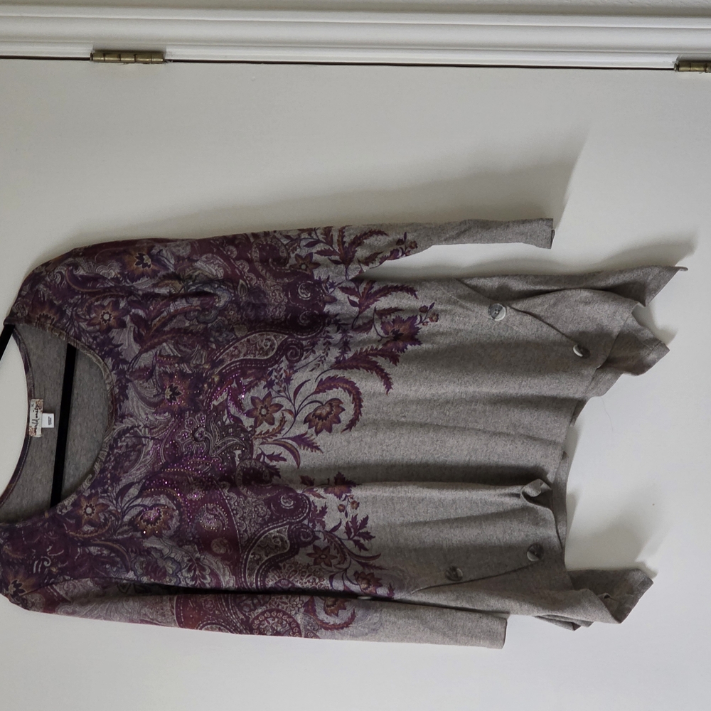 Purple and Gray Paisley Top
